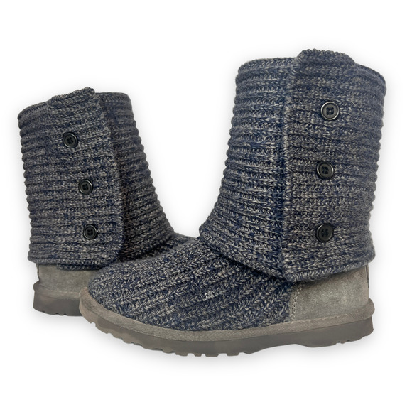 UGG Australia Classic 5819 Cardy Blue/Gray Knit Sweater Boots Sz 6 - Picture 8 of 11
